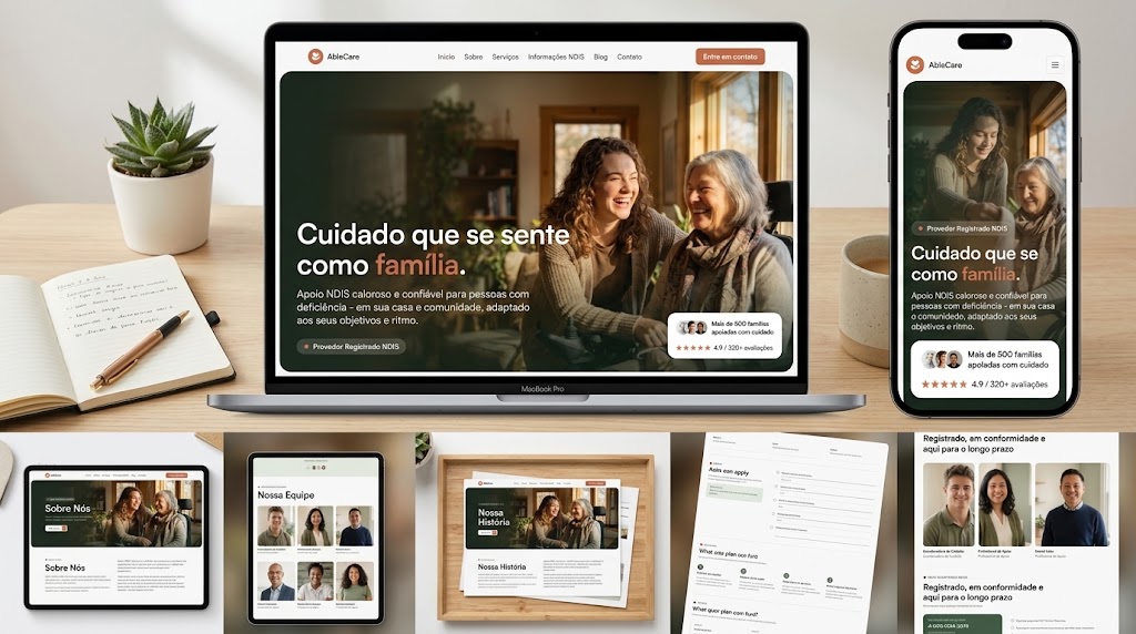Modelo AbleCare, site para provedor de cuidados NDIS